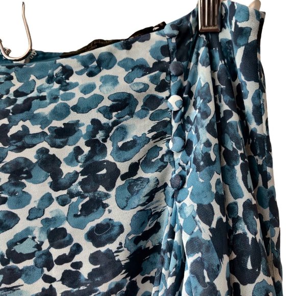 House Of Harlow x Revolve Womens Cici Blue Watercolor Asymmetric Flowy Skirt L - Picture 3 of 9